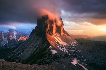 A burning sunset at the Three Peaks by Daniel Gastager