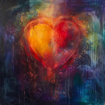 Onvoorwaardelijke liefde rood kleurrijk hart van Mel Digital Art