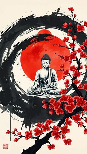 Boeddha / Boeddha Sumi-e Japanse schilderkunst