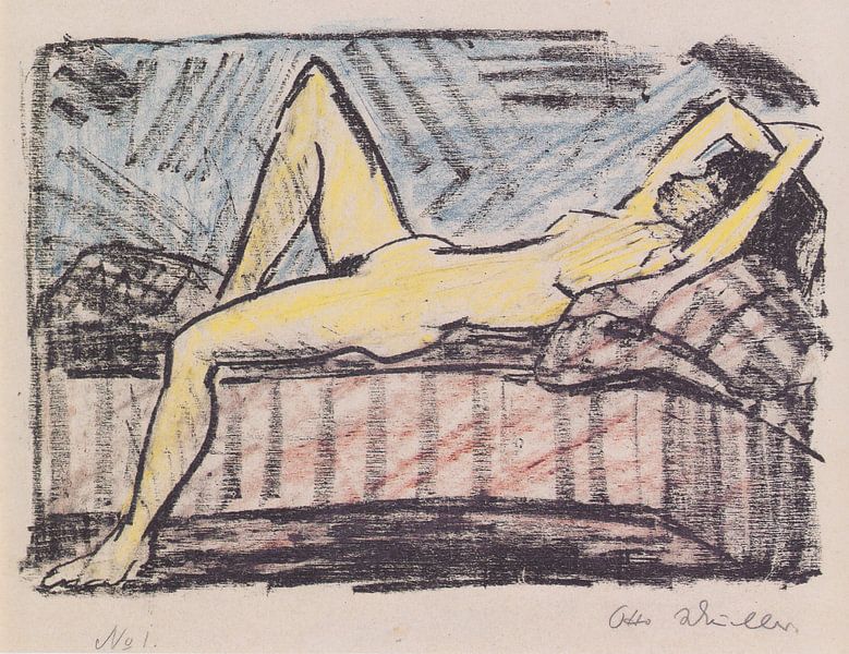 Lying on the couch, Otto Mueller - 1919 by Atelier Liesjes