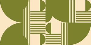 Géométrie rétro avec cercles et rayures dans le style Bauhaus en vert et sur Dina Dankers