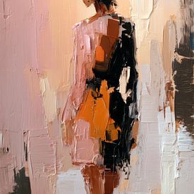 Frau in warmen Farben | Abstrakte Malerei von Lauren Wilde