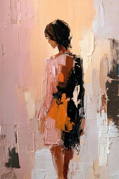 Woman in warm colours | Abstract painting by Lauren Wilde