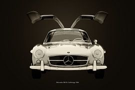 Mercedes 300SL Gullwings 1964 vordere Full Wings Open in S/W von Jan Keteleer