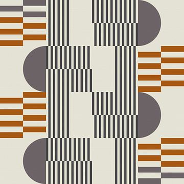 Abstrakter geometrischer Retro-Stil in Dunkelgold, Taupe, Grau XXVIII von Dina Dankers