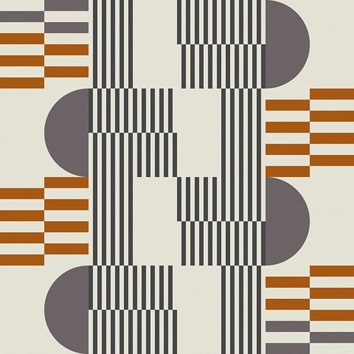 Abstracte geometrische retrostijl in donker goud, taupe, grijs XXVIII