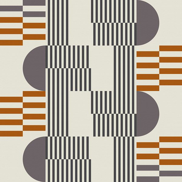 Abstrakter geometrischer Retro-Stil in Dunkelgold, Taupe, Grau XXVIII von Dina Dankers