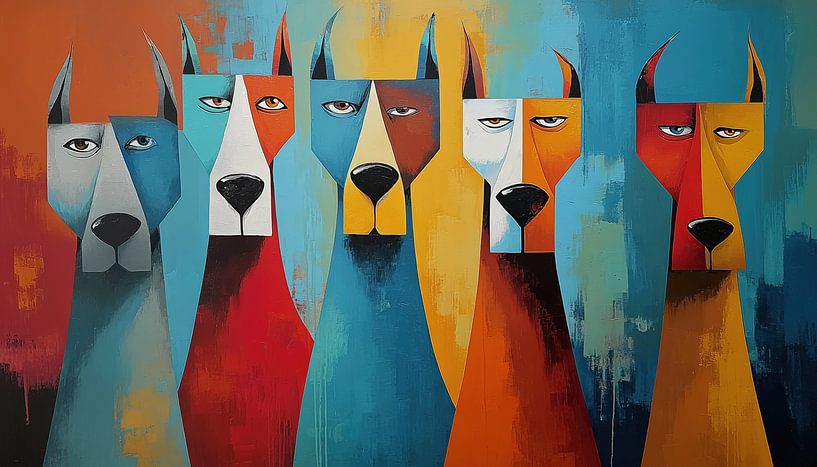 Abstracte boze pitbulls panorama van TheXclusive Art