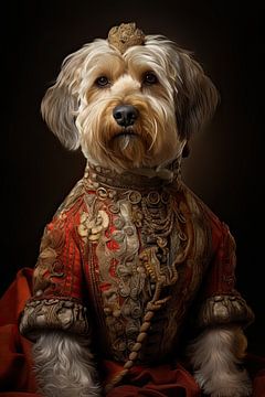 Hond in middeleeuwse kleding van Wall Wonder
