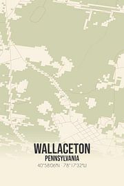Alte Karte von Wallaceton (Pennsylvania), USA. von Ortsdrucke