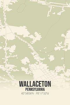 Vintage landkaart van Wallaceton (Pennsylvania), USA. van MijnStadsPoster