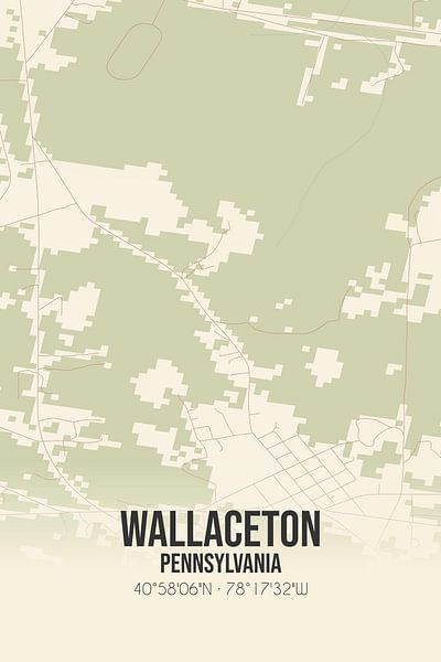 Vintage map of Wallaceton (Pennsylvania), USA. by Prints of Place
