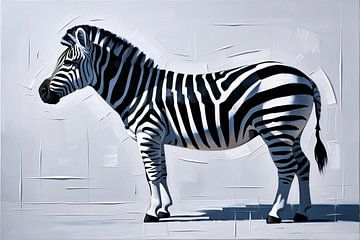 Zwart-wit zebra schilderij van Art & Soul Creations