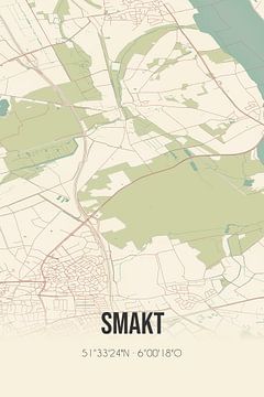Vintage landkaart van Smakt (Limburg) van MijnStadsPoster