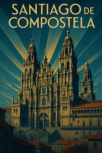 Santiago de Compostela Kathedrale Art Deco Poster