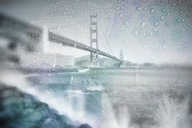 GOLDEN GATE BRIDGE Rainy Day | dreamy blue by Melanie Viola
