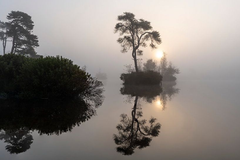 A soft sun behind the island. by Els Oomis