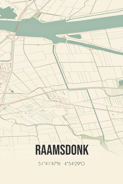 Vintage landkaart van Raamsdonk (Noord-Brabant) van Stad & Wand