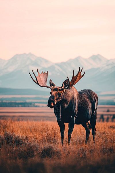 Moose in front of a majestic backdrop by Poster Art Shop