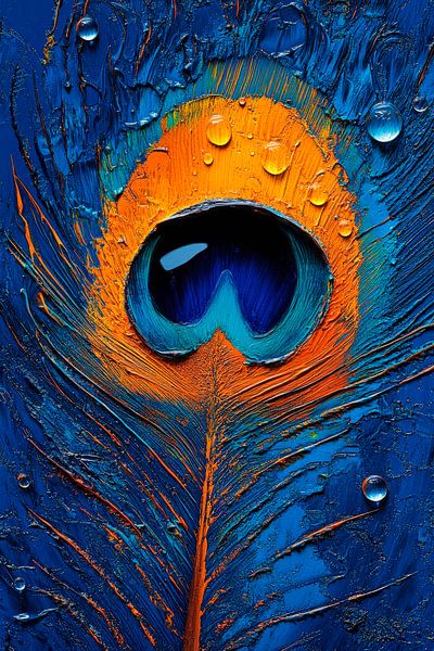 Pfauenfeder im Fokus – Farbenprächtig von Poster Art Shop