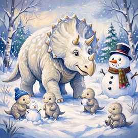Dinofamilie im Winter