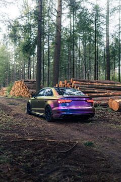 Audi RS3 in het Bos – Moderne Auto in Natuurlijke Omgeving van Sebastiaan van 't Hoog