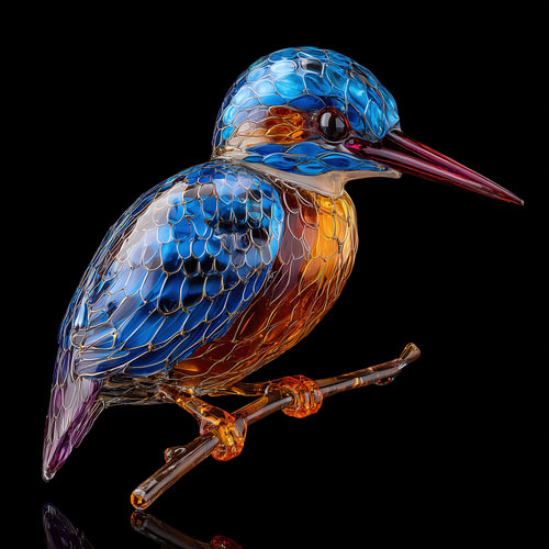 Eisvogel auf einem Glaszweig