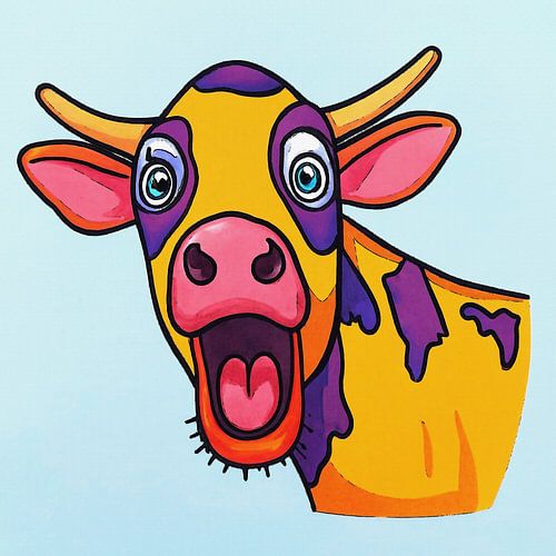 Fröhliche Kuh in Cartoon-Stil von Jose Lok