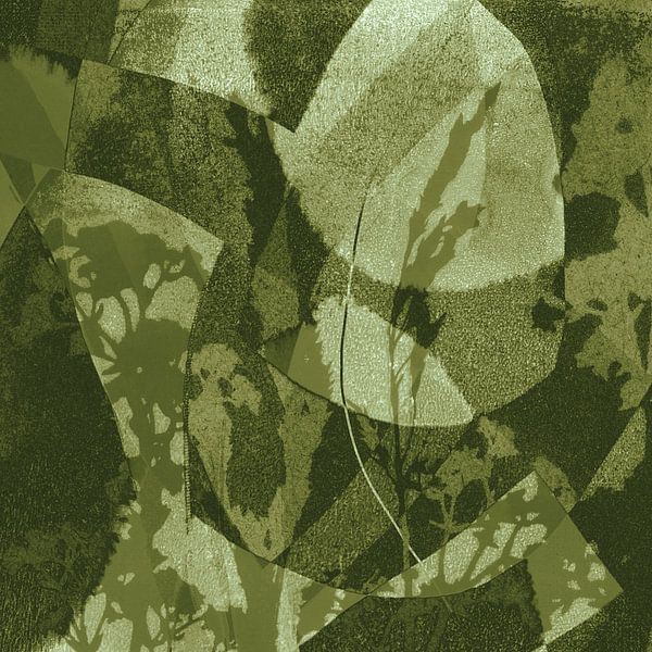 Night flowers. Abstract botanical in green colors by Dina Dankers