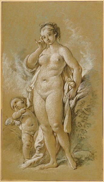 Venus und Amor - François Boucher von 1000 Schilderijen