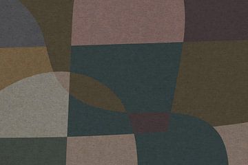 Pink, brown, green organic shapes. Modern abstract retro geometric art in warm pastel colors  II by Dina Dankers