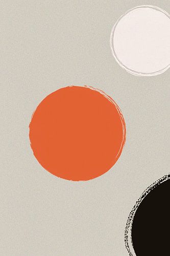 Abstract minimalist art with pink and white circles on neutral background