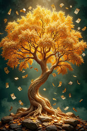 Fantasy Art Wandbild: ARBOR AUREUM – Der Baum des ewigen Wohlstandes von INFERAURUM - Dark Fantasy Wall Art & Poster