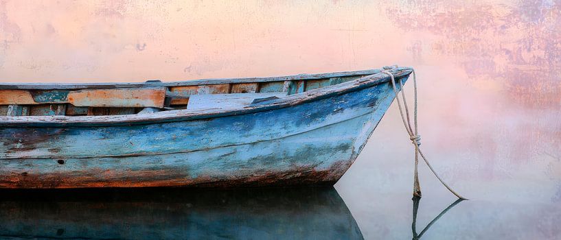 Verlaten boot op rustig water van Poster Art Shop