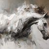 Wit paard in galop | Moderne kunst van Lauren Wilde