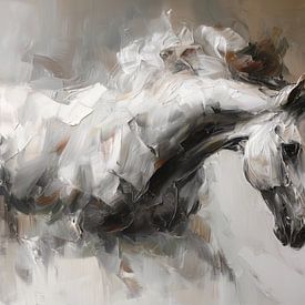 Weißes Pferd im Galopp | Moderne Kunst von Lauren Wilde