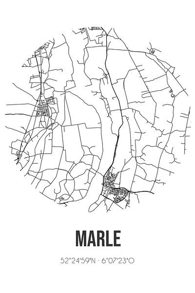 Marle (Overijssel) | Landkaart | Zwart-wit van Stad & Wand