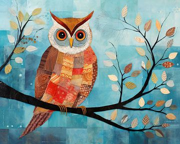 Patchwork Owl Art sur De Mooiste Kunst