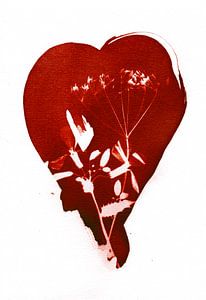 Rotes Herz mit Blumen von Lies Praet