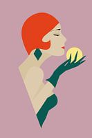 My Sun, portrait abstrait d'une femme aux cheveux roux et au soleil