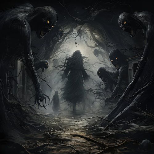 Creepy horror halloween statue