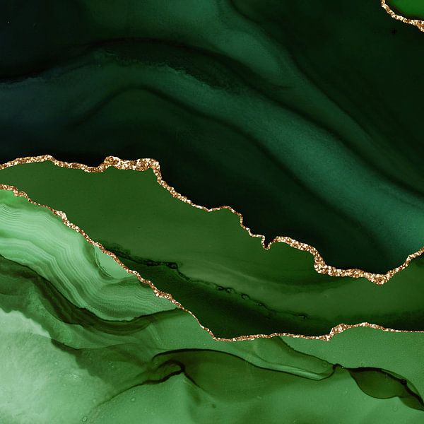 Green &amp; Gold Agate Texture 12 von Aloke Design