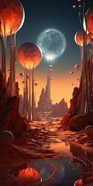 Sprookjesachtig landschap surrealistisch abstract en bizarre van Art Bizarre