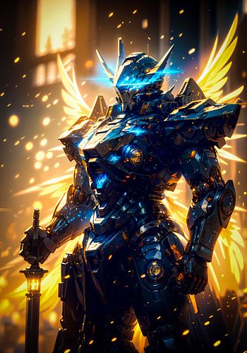 Black Metalic With Blue Eyes And Gold Wings