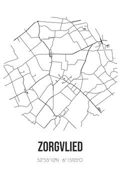 Zorgvlied (Drenthe) | Karte | Schwarz und weiß von Rezona