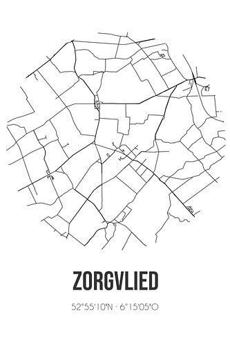 Zorgvlied (Drenthe) | Landkaart | Zwart-wit