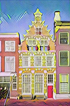 Pop-Art-Gemälde Haarlemer Grachtenhaus von Slimme Kunst.nl