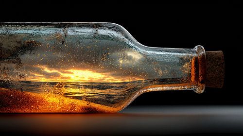 Zonsondergang in een fles van glas panorama