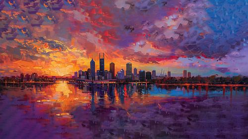 Perth skyline olieverf australië panorama