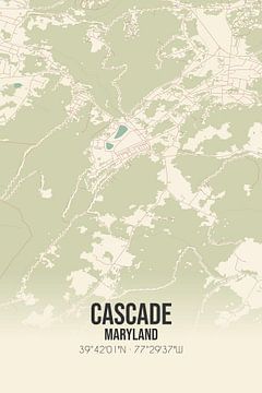 Vintage landkaart van Cascade (Maryland), USA. van Rezona